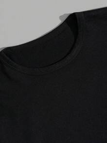 SHEIN Herren Rundhals Langarm Baumwolle Regular T-Shirt, Geschenk für den Freund - Schwarz - Übersicht 3