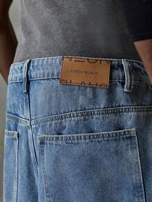 NEON BLANC Fold Pleated Washed Distressed Pocket Jeans - Blue - View 5