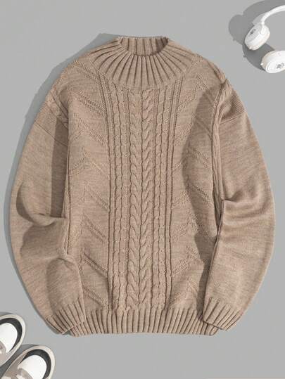 SHEIN Men Rib Knit Turtle Neck FW Fashion Regular Sweater