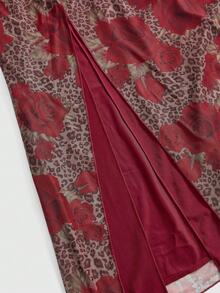 ROMWE J-Fashion 女式垂坠领无袖修身褶饰花卉豹纹中长连衣裙 - 彩色 - 查看 4