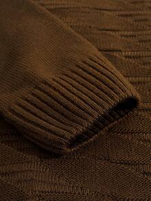 EURMUSE Men Rib Knit Turtle Neck FW Fashion Regular Sweater - Brown - View 4