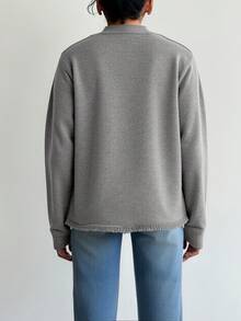 EURMUSE 女士混合针织休闲舒适开衫 - 灰色 - 查看 2