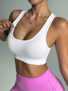 Powerista 女士休闲运动网眼文胸（无缝） - 白色 - 查看 2