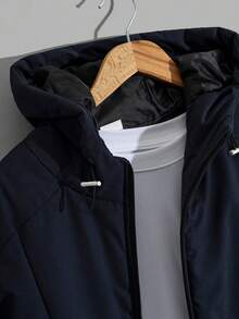 EURMUSE Men Long Fit Hooded Special Pockets Good Quality Winter Coat - Navy Blue - View 4