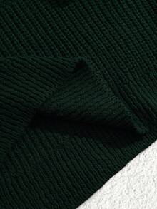 EURMUSE Petite Size Casual Rib Knit Crew Neck Women Sweater - Dark Green - View 6