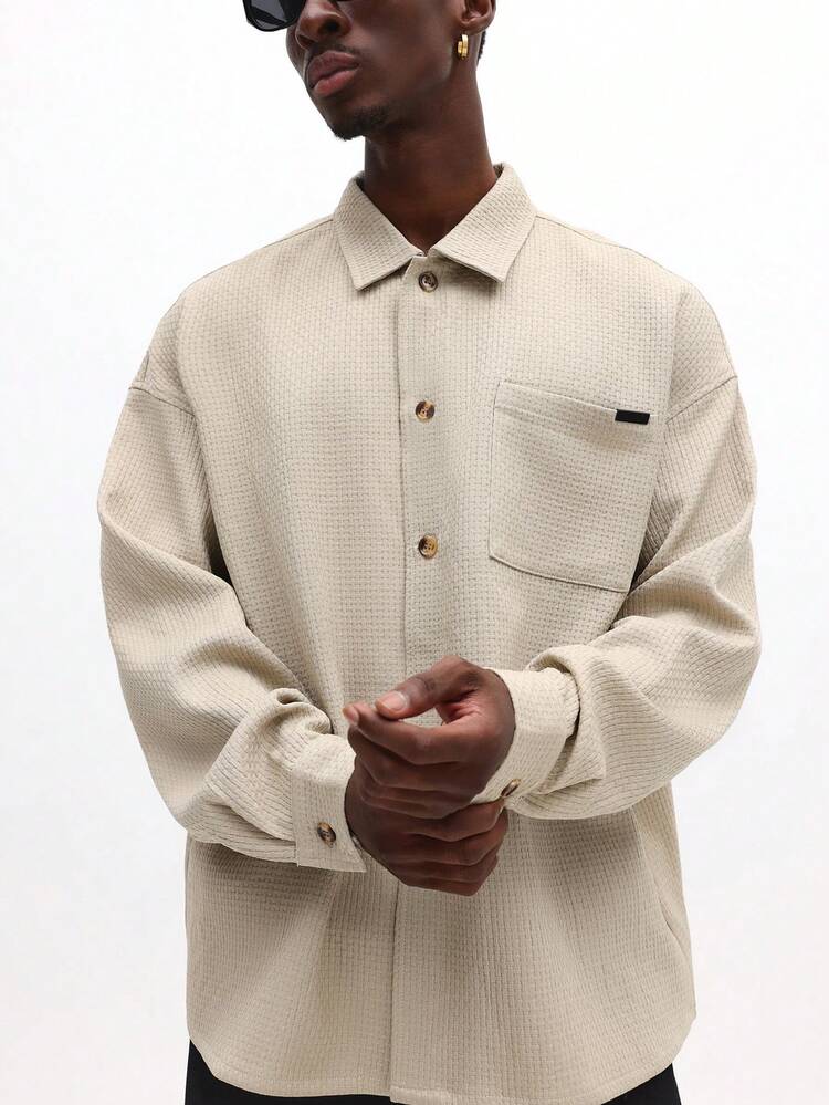 Long Sleeve Textured Button Down Shirt