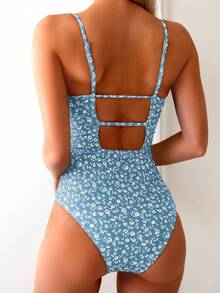 Swim Mod Women's Ditsy Floral Printed Strap One-Piece Swimsuit, Random Prints For Summer Beach Vacation - Multicolor - View 2