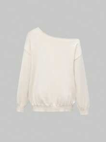 ROMWE Fairycore Women's Vintage Butterfly Floral Loose Shoulder Sweater - Khaki - View 2