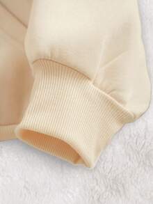 SHEIN 女士豹纹蝴蝶图案卫衣，时尚街头风 - 杏色 - 查看 3