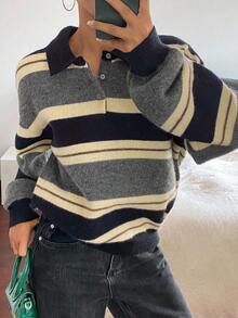 Livesso Women's Casual Striped Turtleneck Sweater, Autumn