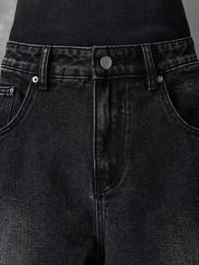 NEON BLANC Men's Pocket Loose Wide Leg Casual Versatile Jeans, Grunge - Black - View 5