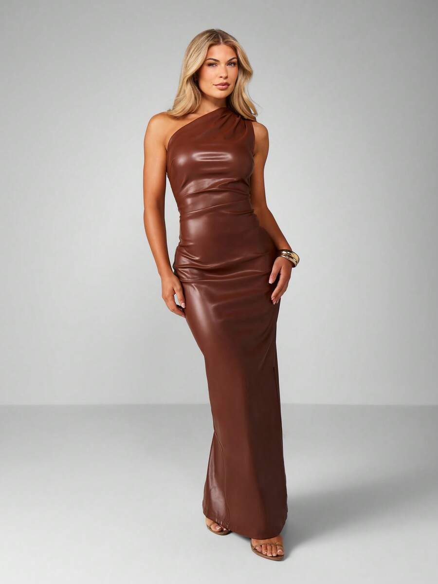 MISSGUIDED One Shoulder Ruched Bodycon Midi DressMISSGUIDED