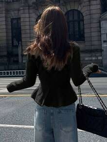 DAZY Women's Loose Cardigan With Pearl Buttons, Autumn