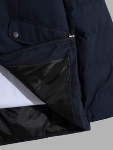 EURMUSE Men Long Fit Hooded Special Pockets Good Quality Winter Coat - Navy Blue - View 6