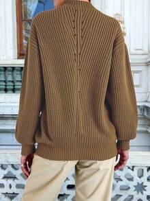 EURMUSE Cardigan donna a maniche corte con bottone frontale, tasche e spalle scivolate, colore unito - Castano - Visualizzare 2