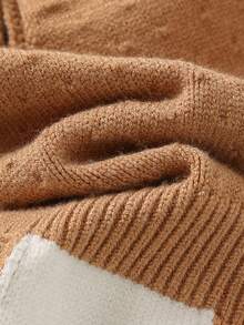 Loomiva 新生儿男女宝宝条纹圆领长袖连体衣，背带裤，两件套 - 卡其色 - 查看 10