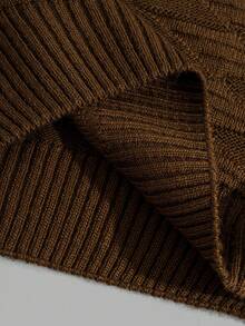 EURMUSE Men Rib Knit Turtle Neck FW Fashion Regular Sweater - Brown - View 5