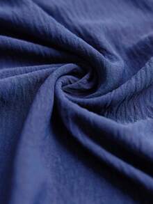 EMERY ROSE Plus Size Women Embroidered Wheat Ear Pattern V-Neck Solid Color Long Sleeve Loose Blouse Top, Suitable For Going Out, Vacation, Boho, Elegant Tops Shirt - Navy Blue - View 8