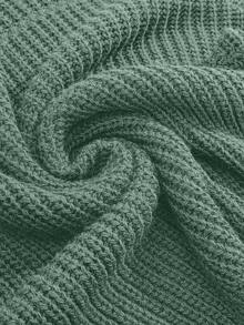 EURMUSE Petite Size Casual Rib Knit Crew Neck Women Sweater - Mint Green - View 3