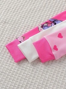 6pcs/Set Baby Girls' Minimalist Fashion Light Pink, Light Green And Beige Combination Leggings And Long Sleeve Bodysuits Pajamas - Multicolor - View 3