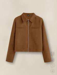 HIMLAND 男士宽松翻领长袖休闲夹克 - 摩卡棕 - 查看 1