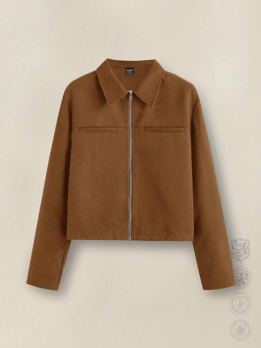 HIMLAND 男士宽松翻领长袖休闲夹克 - 摩卡棕 - 查看 1