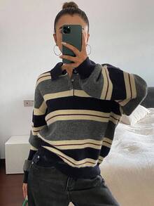 Livesso Women's Casual Striped Turtleneck Sweater, Autumn