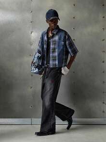 NEON BLANC Men's Pocket Loose Wide Leg Casual Versatile Jeans, Grunge - Black - View 7