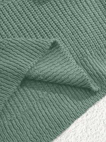 EURMUSE Petite Size Casual Rib Knit Crew Neck Women Sweater - Mint Green - View 6