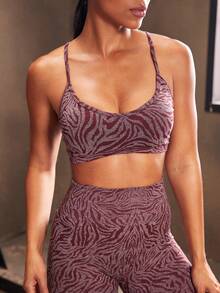 Powerista Women's Zebra Print Criss-Cross Back Sports Bra - Red - View 3