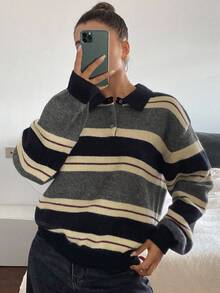 Livesso Women's Casual Striped Turtleneck Sweater, Autumn