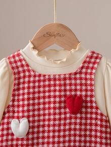 Souflis Souflis 2025秋冬新款法式可爱千鸟格无袖连衣裙+高领长袖加厚T恤两件套，适合上学、郊游、度假等场合，女童款 - 彩色 - 查看 4