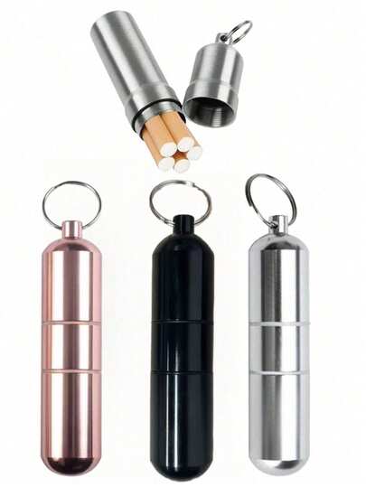 1/2/3/6pcs Metal Aluminum Alloy Portable Waterproof Round Cigarette Case, Outdoor Cleaning Swab/Toothpick Storage Box