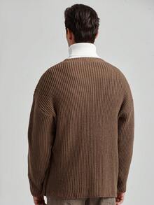 Manfinity CityGents Men's Casual Solid Color Tie-Up Wrap Cardigan, Autumn/Winter Japanese Sweater Coat, Kimono Sweater, Brown Sweater Coat It Is Great For Couples And Makes An Excellent Gift Idea For Boyfriends Or Husbands Or Friends , Fall