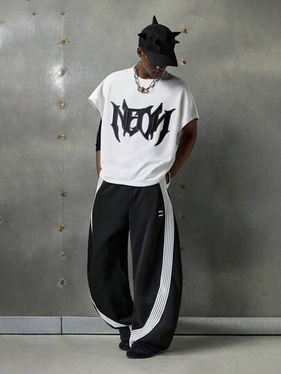 NEON BLANC 男式街头嘻哈图案印花圆领 T 恤