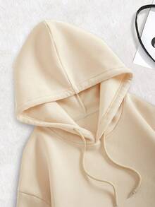 SHEIN 女士豹纹蝴蝶图案卫衣，时尚街头风 - 杏色 - 查看 4