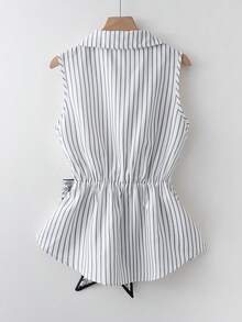 GlowEve Neue stilvolle Schal Taille Bindung gestreifte Kragen ärmelloses Top für Frauen - Verschiedenfarbig - Übersicht 2