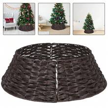 Cirelle 1pc, Christmas Tree Collar, Plastic Rattan Christmas Tree Skirt, Rural Decoration, Christmas Tree Skirt Base, Natural Woven Christmas Tree Fence, Farmhouse Paper Rope Christmas Tree Skirt, Holiday Rural Brown Base Cover For Christmas Tree Decoration, Christmas Decoration, Christmas Gifts - Brown - View 10