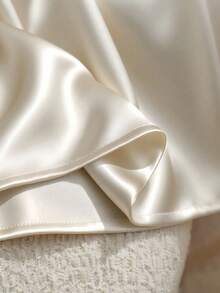 Lyxana Satin + Belt Decor Long Sleeve Midi Dress - Apricot - View 4