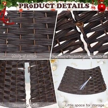 Cirelle 1pc, Christmas Tree Collar, Plastic Rattan Christmas Tree Skirt, Rural Decoration, Christmas Tree Skirt Base, Natural Woven Christmas Tree Fence, Farmhouse Paper Rope Christmas Tree Skirt, Holiday Rural Brown Base Cover For Christmas Tree Decoration, Christmas Decoration, Christmas Gifts - Brown - View 12