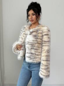 Selianne Chic Tiger Print Loose Women's Jacket, Autumn/Winter - Multicolor - View 6