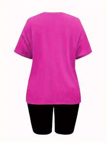 Women Two-Piece Outfits - Hot Pink - View 2