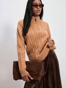 ATUI Studio Women's Knitted Sweater,Autumn Winter Long Sleeve Loose Casual Pullover,Camo,Occasion,School,Back-To-School,Christmas,New Year,Thanksgiving,Old Money - Yellow - View 2