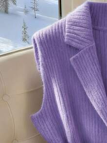 GlowEve Elegante chaleco de punto con bolsillo y cuello en V informal para mujer