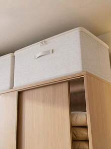 SHEIN 1PC Large Capacity Beige Storage Box,Travel Moving Storage Bag,Clothes Storage Bag,Flexible & Foldable Box,Integrated Carry Handle,For Seasonal Storage And Organization Decorations Autumn Decor Festival Decor Room Decor Home Bedroom Decor - Beige - View 10