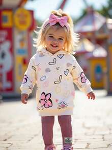 SHEIN Baby Girl Cute Floral Pattern Knit Sweatshirt, Versatile For Autumn/Winter Fall - Multicolor - View 1