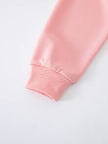 Sparklyn 青少年女孩蝴蝶结印花不对称露肩不对称下摆休闲运动衫 - 粉色 - 查看 5