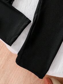 Elladie kids 女孩可爱甜美休闲连体裤和粉色衬衫上衣夹克套装，蓬松开衫，适合秋季、冬季 - 杏色 - 查看 3