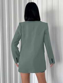 EURMUSE Women's The BossMode Blazer – Sharp Lines, Luxe Layers & That Effortless It-Girl Power, Elegant, Curve, Casual, Jacket - Mint Green - View 2