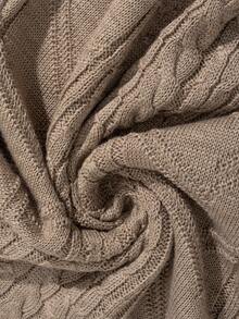 SHEIN 男士罗纹针织高领秋冬时尚常规款毛衣 - 白色 - 查看 6